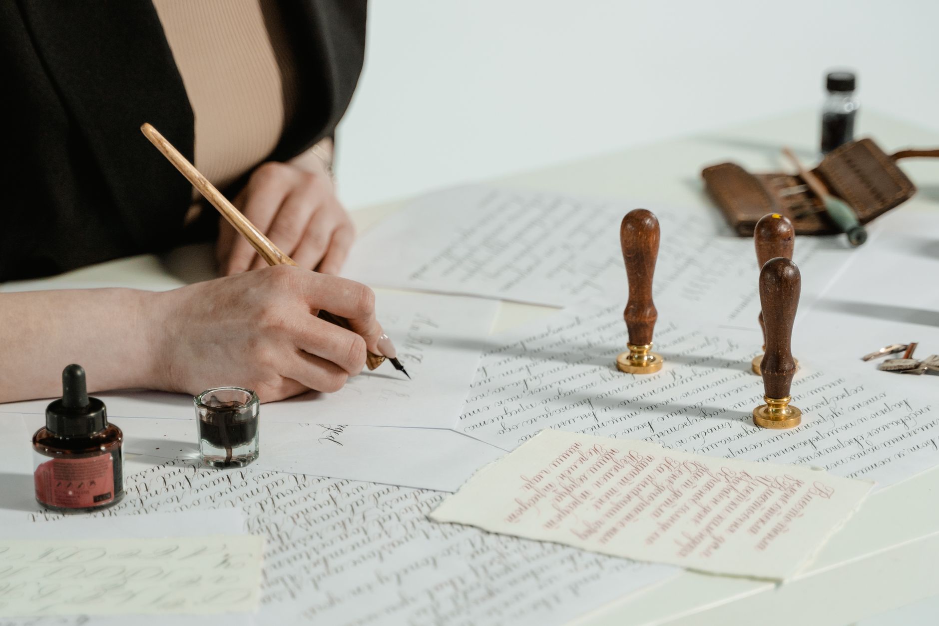 Executive desk with formal host agency departure letter and fountain pen